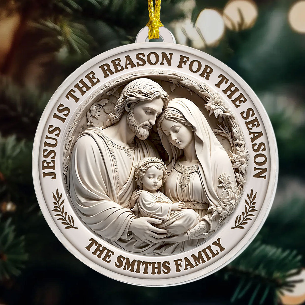 Jesus Is The Reason For The Season | Personalized 1-Side Acrylic Ornament
