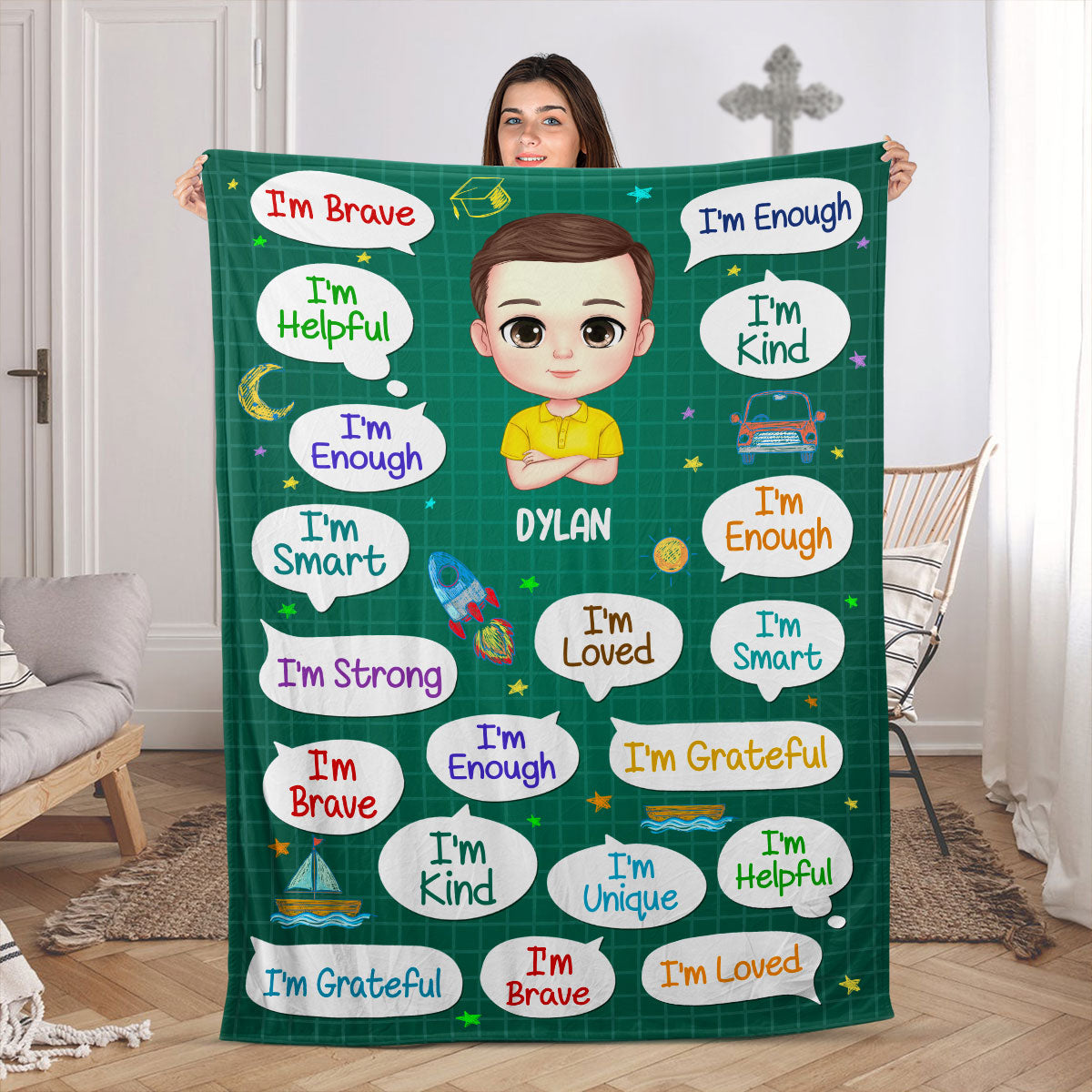 I'm Kind I'm Brave | Personalized Fleece Blanket JSFBPH1251D