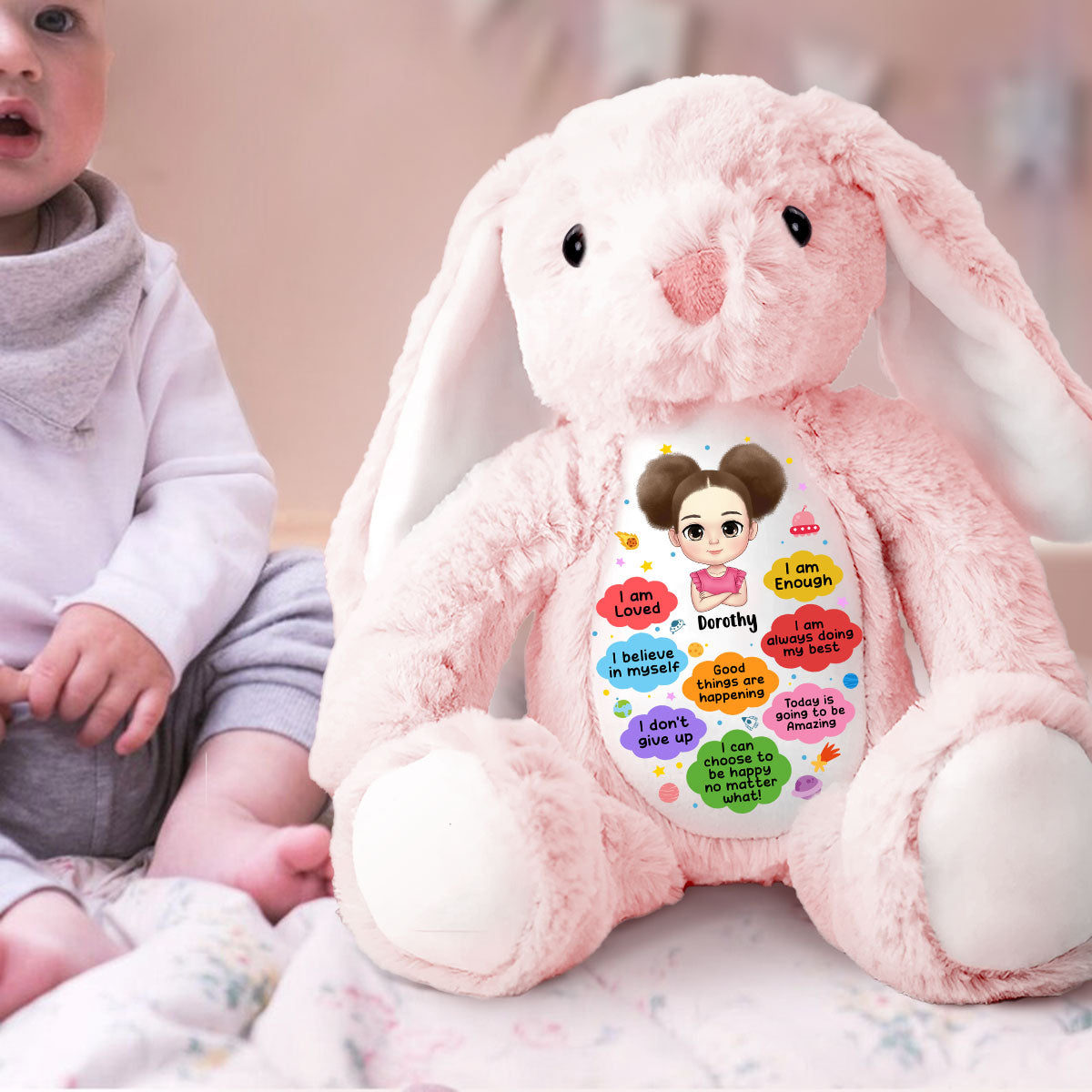 Good Things Are Happening | Personalized Stuffed Bunny