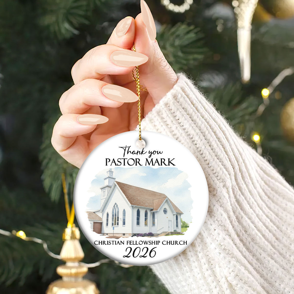 Thank You Pastor | Personalized Round Shaped Ceramic Ornament