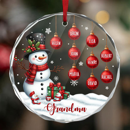 Happy Grandma | Personalized 1-Side Round Glass Ornament JSURGOPHLL2693T