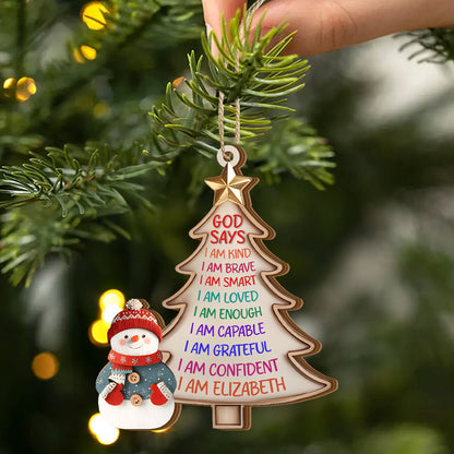 God Says I Am | Personalized 2-Layered Wooden Ornament