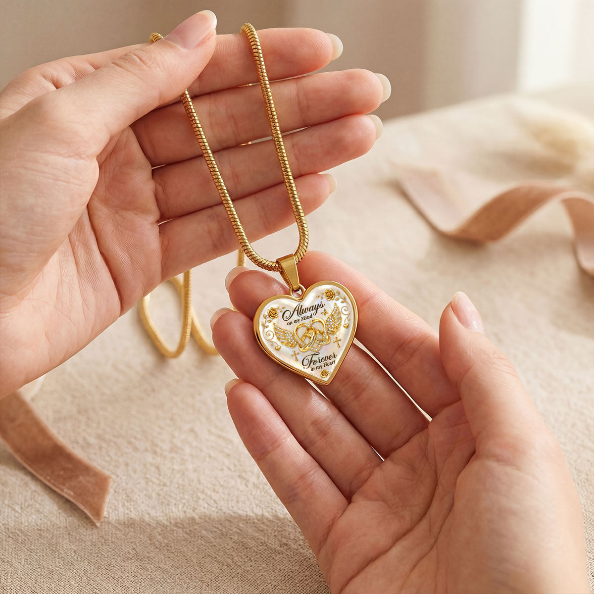 Guardian Wings Of Love | Personalized Heart Necklace