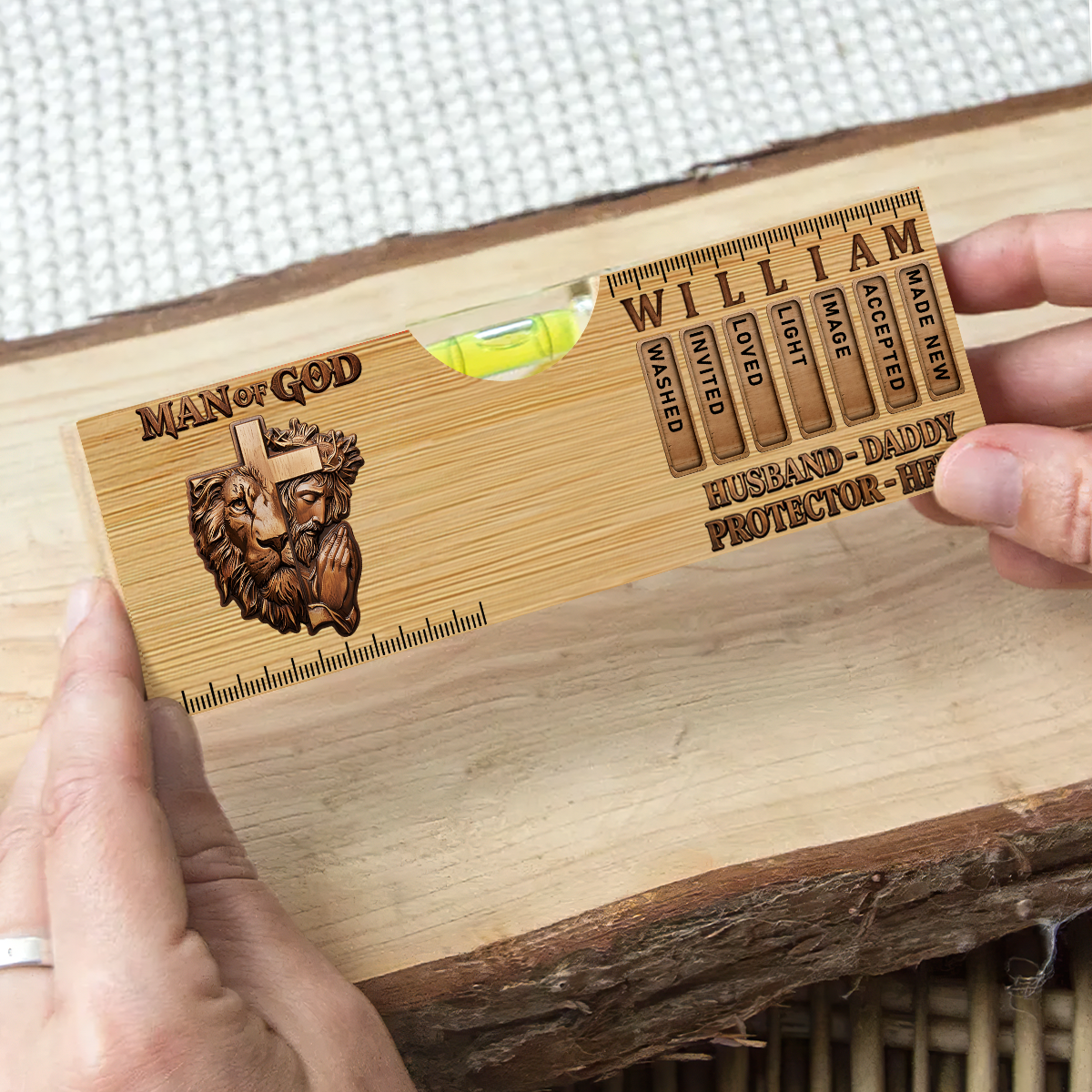 Man Of God | Personalized Wooden Spirit Level Bottle Opener