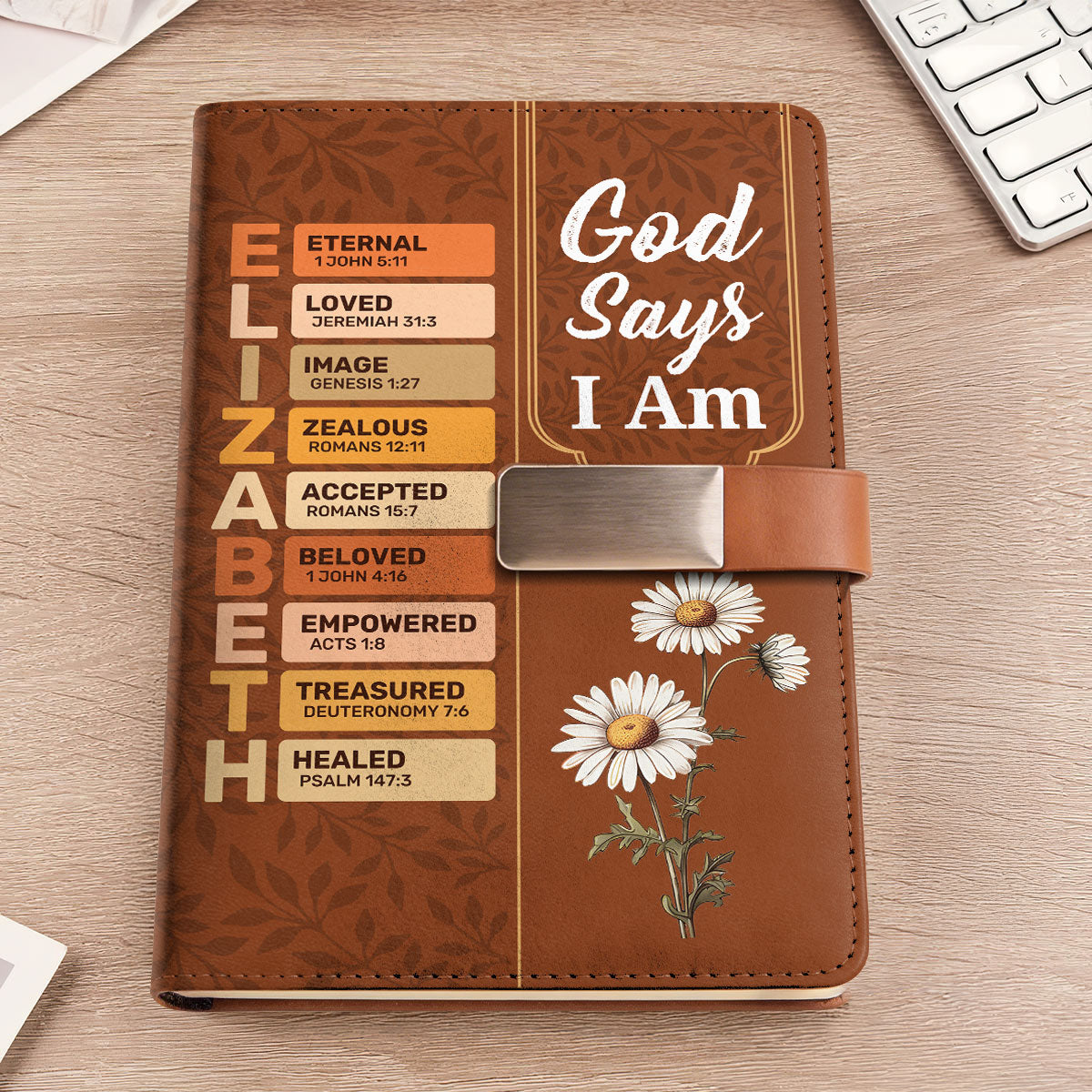God Says I Am | Personalized Leather Notebook & Pen Set