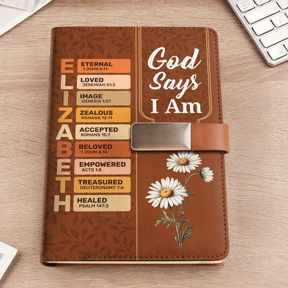 God Says I Am | Personalized Leather Notebook & Pen Set