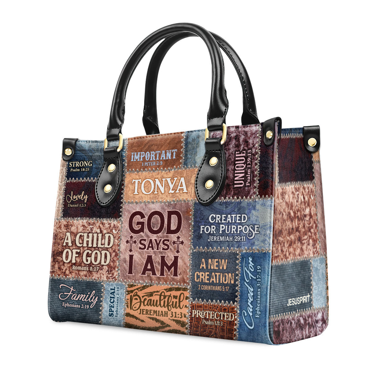 Jesuspirit | Personalized Leather Handbag With Zipper | God Says I Am LHBM793