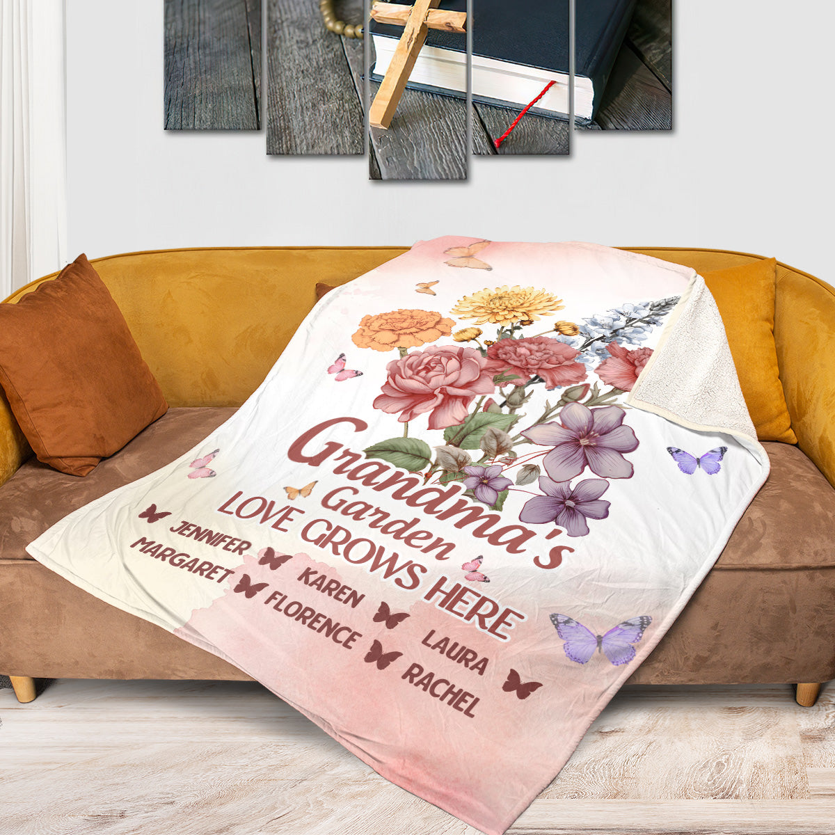 Grandma's Garden Love Grows Here | Personalized Fleece Blanket