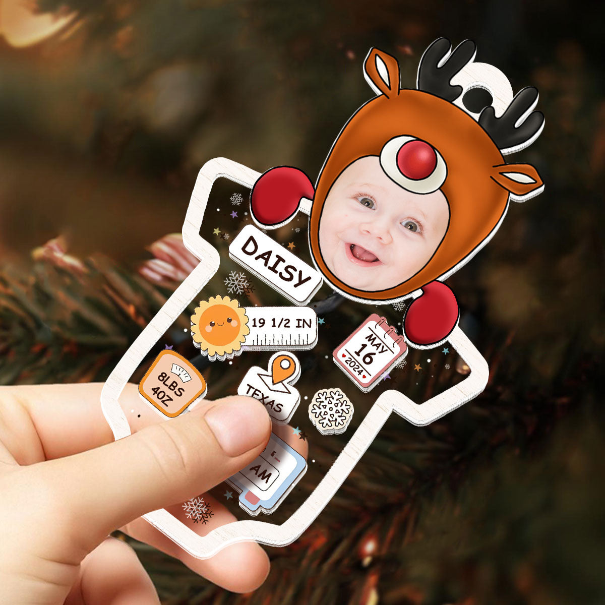 Baby 1st Christmas | Personalized 3 Layered Christmas Shaker Ornament