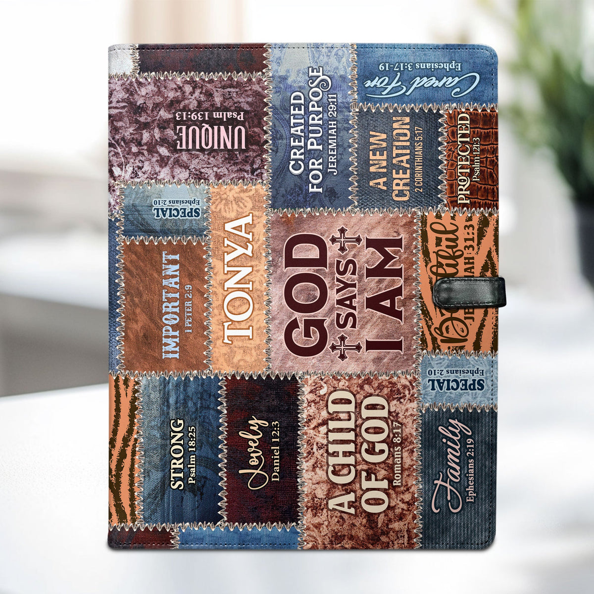 God Says I Am | Personalized Leather Button Padfolio JSLEPPH1868L