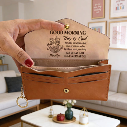 Good Morning This Is God | Personalized Leather Envelope Wallet