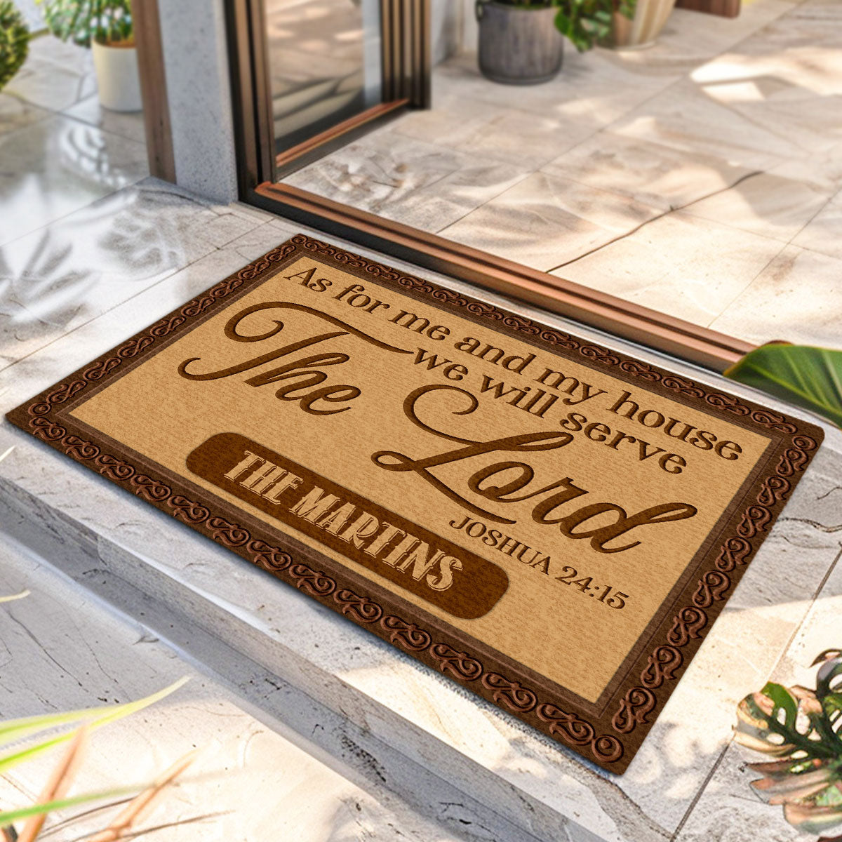 As For Me And My House We Will Serve The Lord | Personalized Doormat JSDMPN1724L