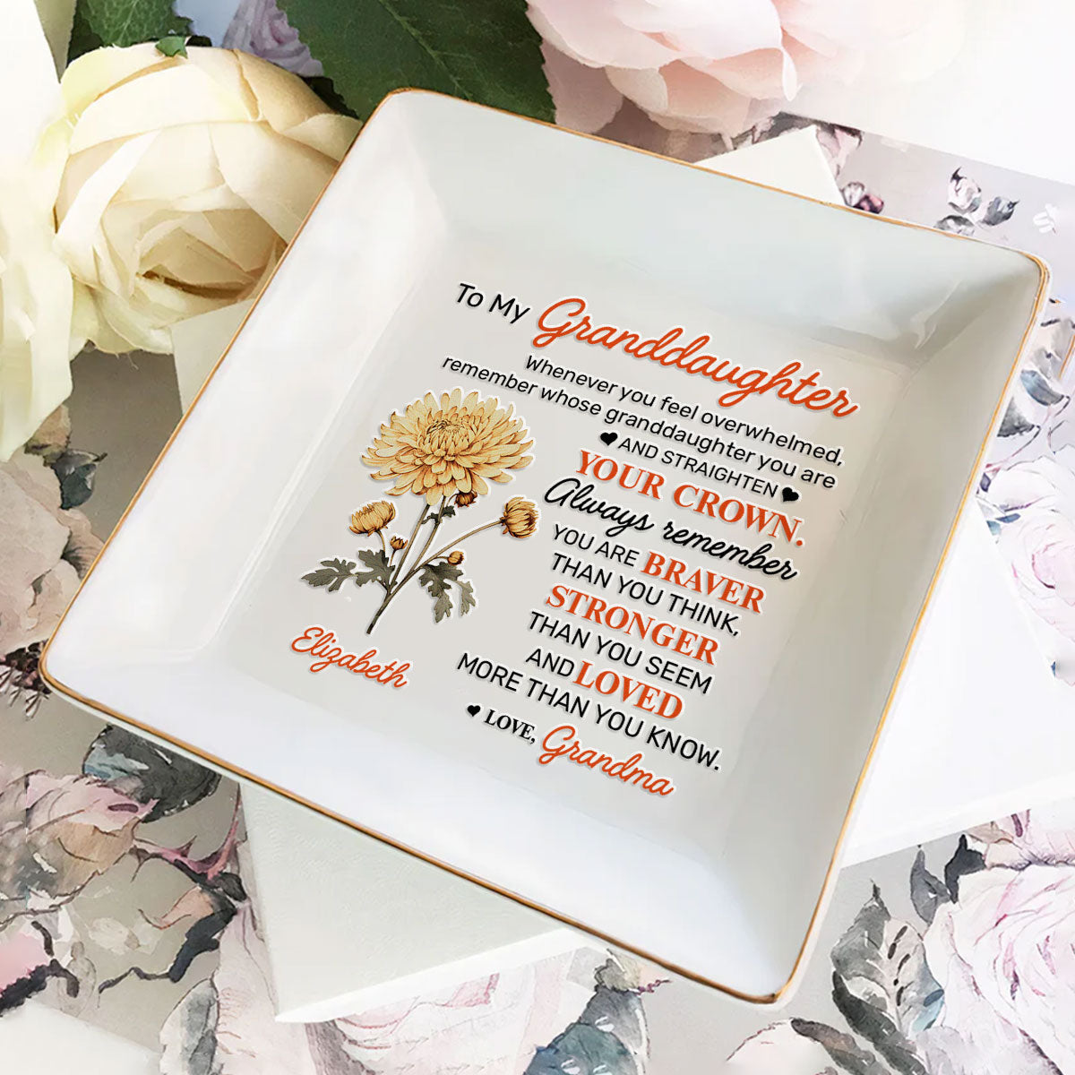 To My Granddaughter | Personalized Jewelry Dish