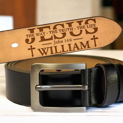 Jesus The Way The Truth The Life | Personalized Engraved Leather Belt