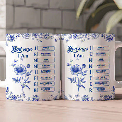 God Says I Am | Personalized Ceramic Coffee Mug