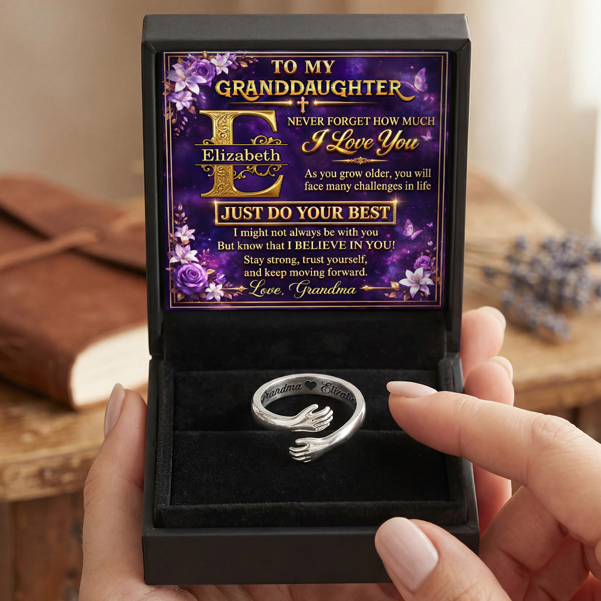 To My Granddaughter Never Forget How Much I Love You | Personalized Hug Ring