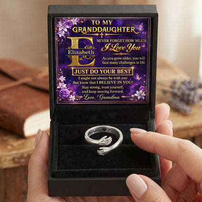 To My Granddaughter Never Forget How Much I Love You | Personalized Hug Ring