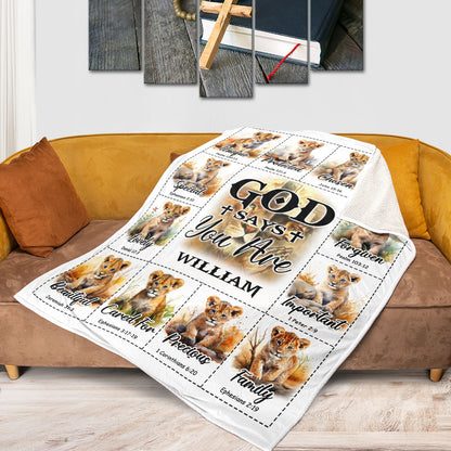 God Says You Are Baby Lion | Personalized Fleece Blanket