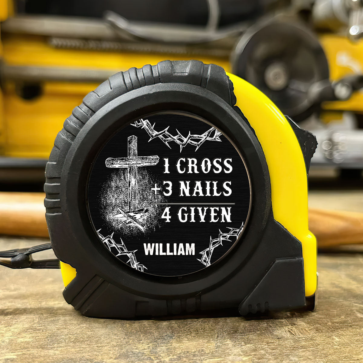 1 Cross 3 Nails 4 Given | Personalized Tape Measure