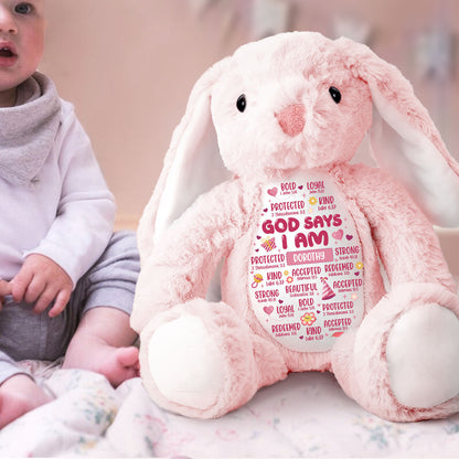 God Says I Am | Personalized Stuffed Bunny