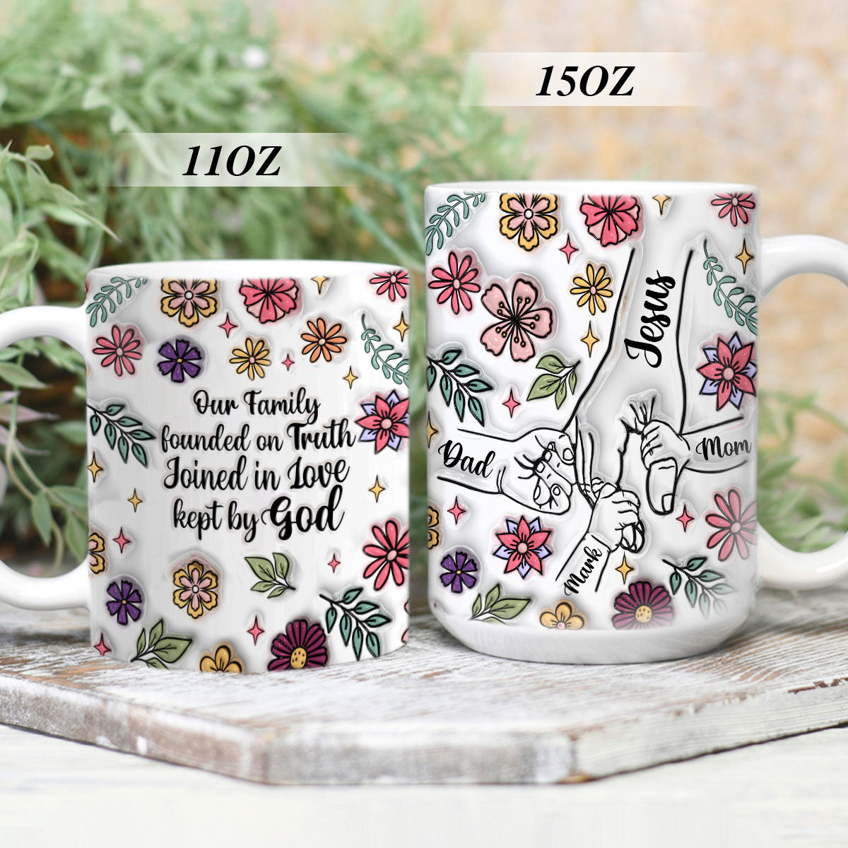 Our Family Founded On Truth Joined In Love Kept By God | Personalized White Ceramic Mug