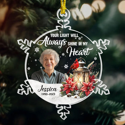 Your Light Will Always Shine In My Heart | Personalized 1-Side Acrylic Ornament