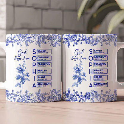 God Says I Am  | Personalized Ceramic Coffee Mug