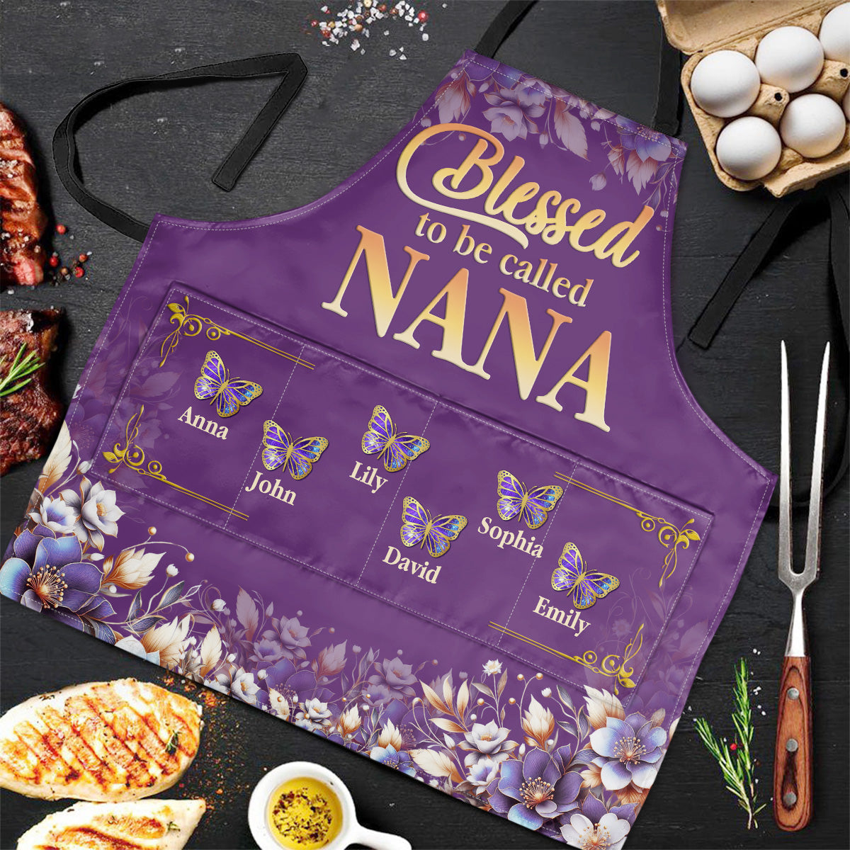 Blessed To Be Called Nana | Personalized Apron With Pocket