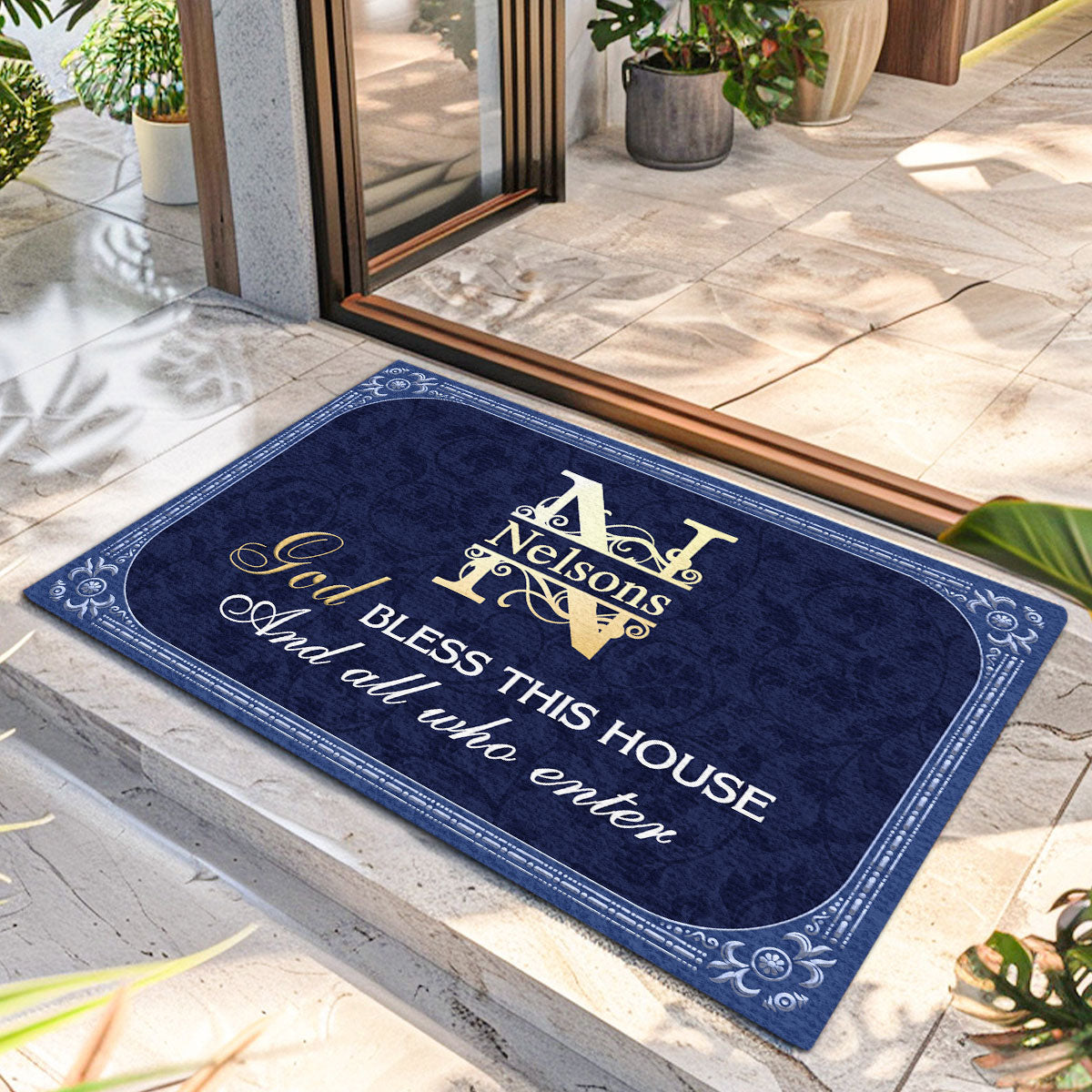 God Bless This House And All Who Enter | Personalized Doormat JSDMPHA1596D