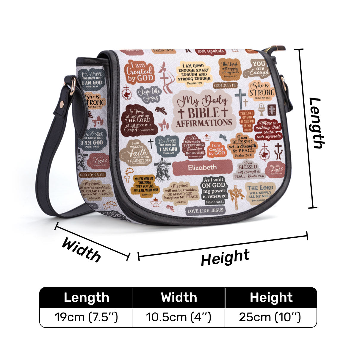 My Daily Bible Affirmation - Personalized Leather Saddle Bag LHBM726