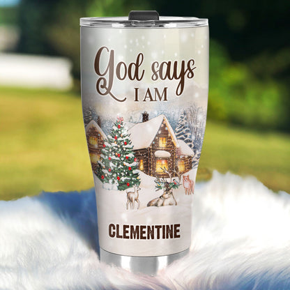 God Says I Am | Personalized Stainless Steel Tumbler