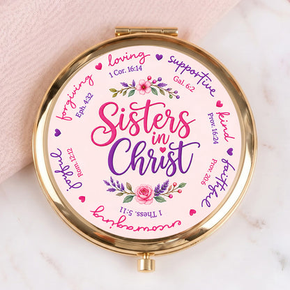 Sisters in Christ | Personalized Circle Metallic Mirror