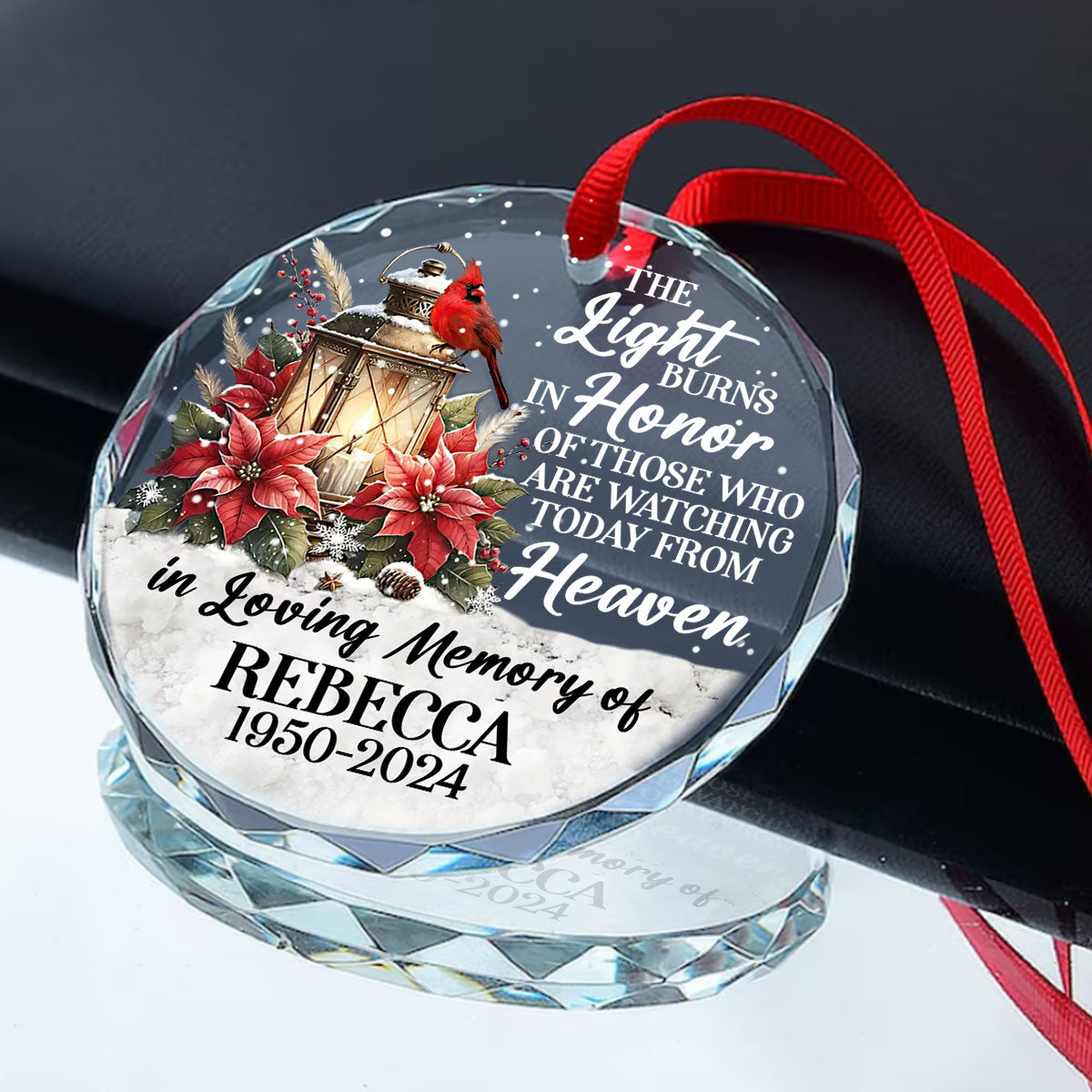 In Loving Memory | Personalized 1-Side Round Glass Ornament JSURGOPPN2671L