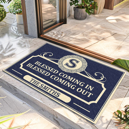 Blessed Coming In Blessed Coming Out | Personalized Doormat JSDMPTN1598TA