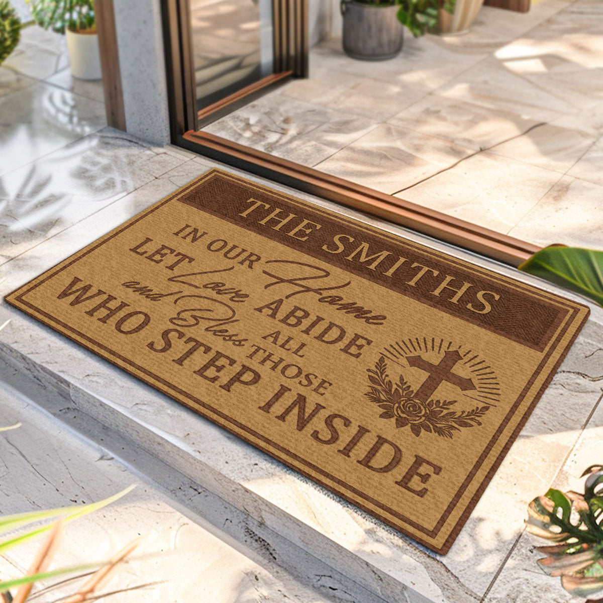 Bless All Those Who Step Inside | Personalized Doormat JSDMHLPA1809M