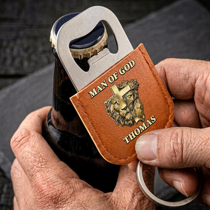 Man Of God | Personalized Leather Opener Keychain