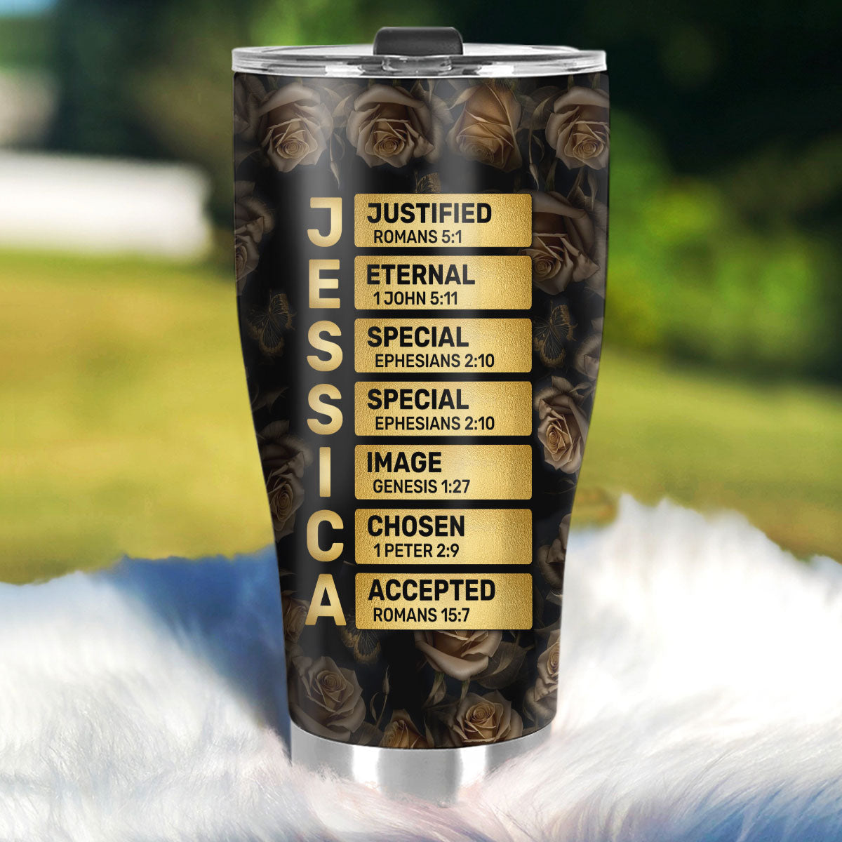 She Who Kneels Before God Can Stand Before Anyone | Personalized Stainless Steel Tumbler