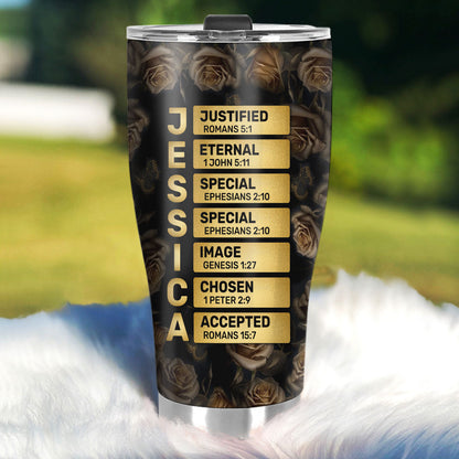 She Who Kneels Before God Can Stand Before Anyone | Personalized Stainless Steel Tumbler