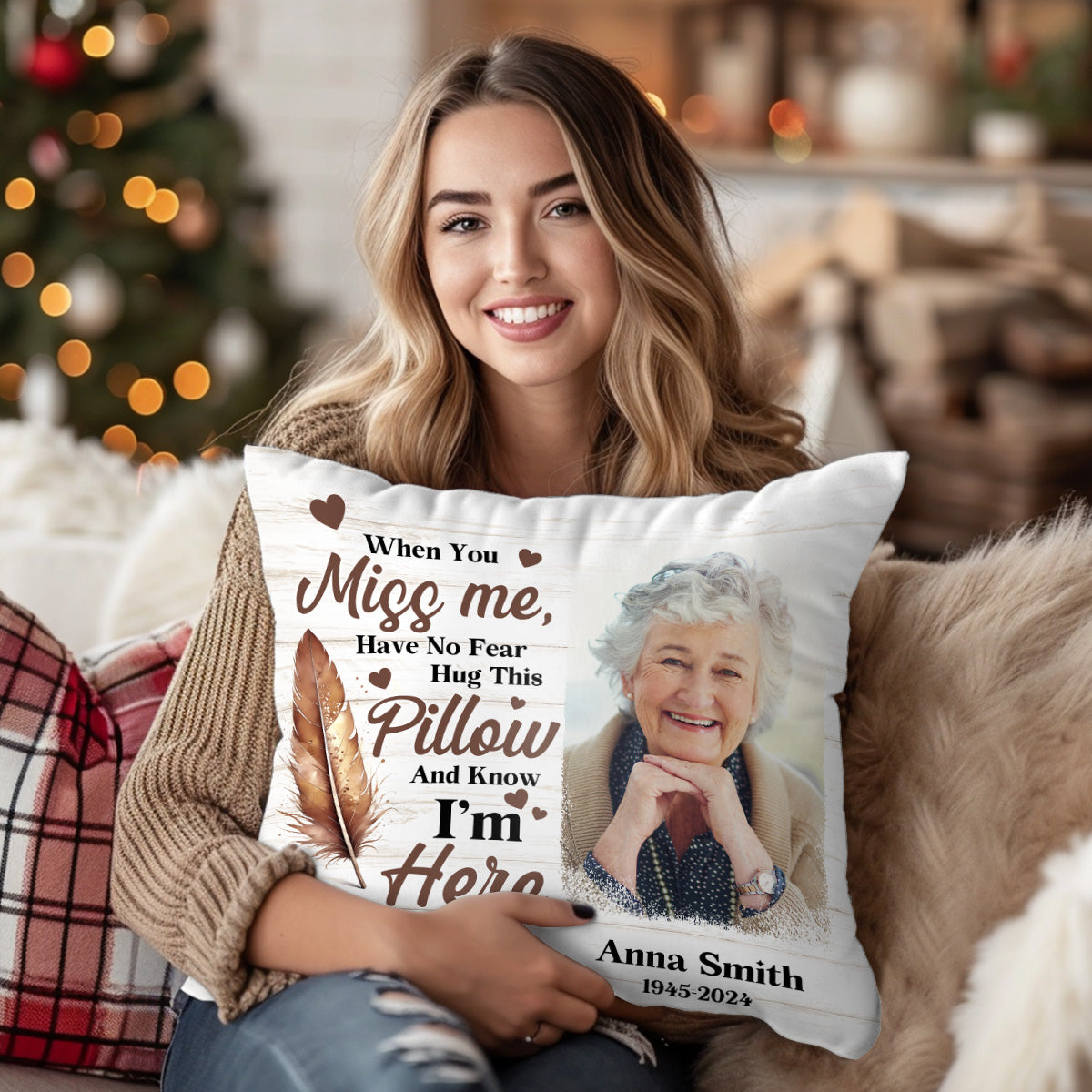 Hug This Pillow And Know I'm Here | Personalized Crystal Velvet Pillow JSPILWHLTN1510M