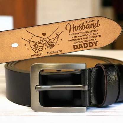 To My Husband | Personalized Engraved Leather Belt