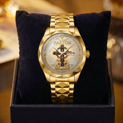 To Our Pastor For Having The Heart Of A Servant Leader | Personalized Men's Wrist Watch