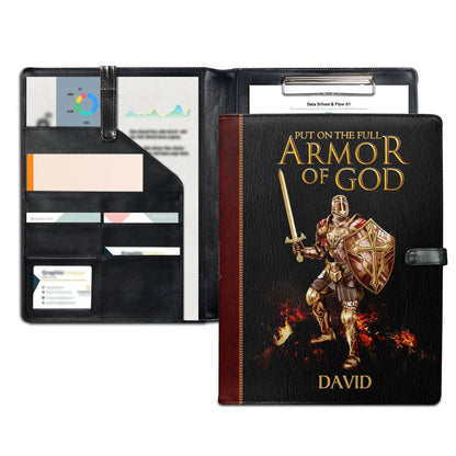 Put On The Full Armor Of God | Personalized Leather Button Padfolio JSLEPGBPA1416D