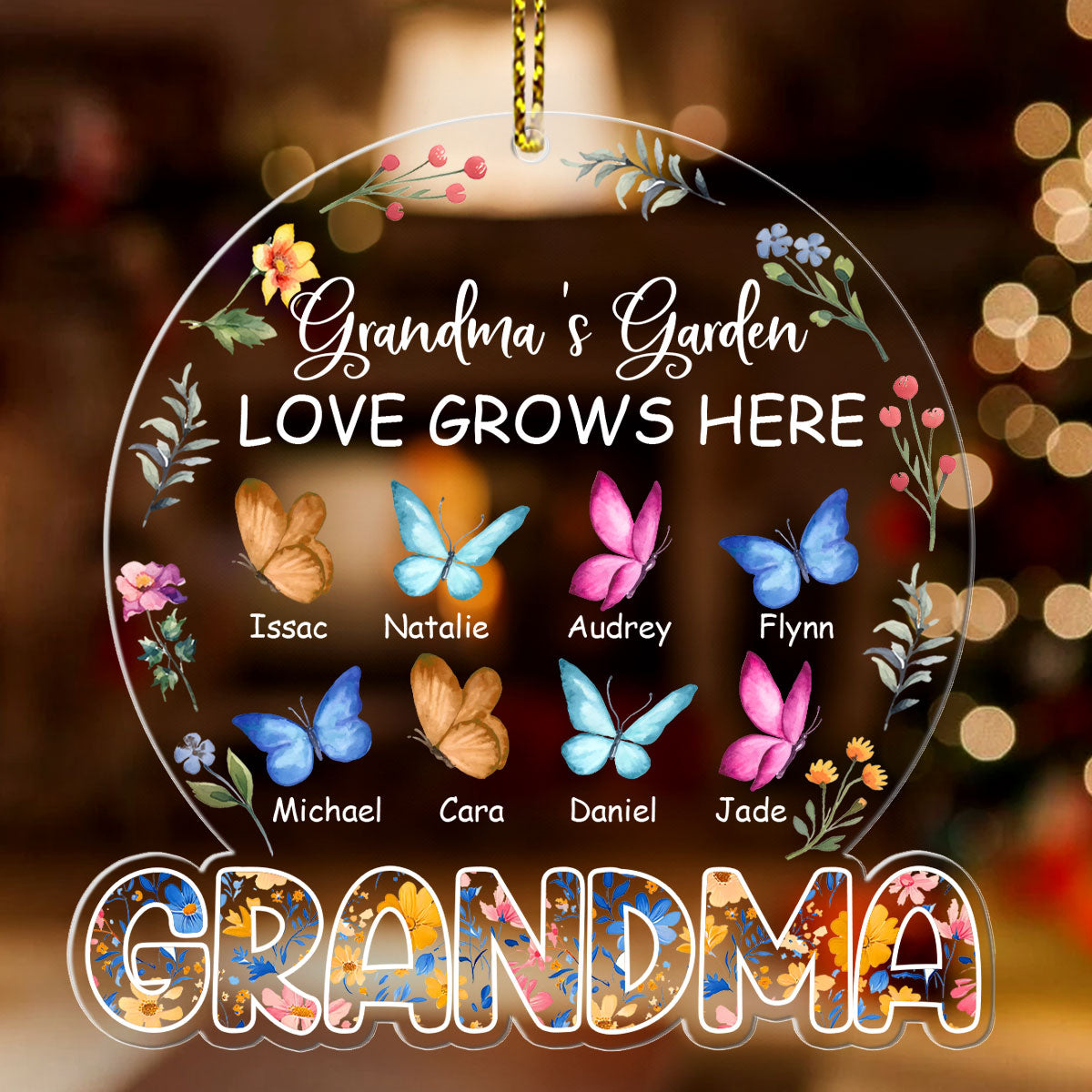 Grandma's Garden Love Grows Here | Personalized 1-Side Acrylic Ornament JSACOPN2657TA