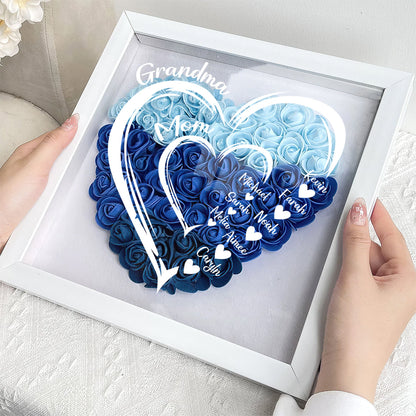 Mommy's Hearts  | Personalized Heart Flower Shadow Box