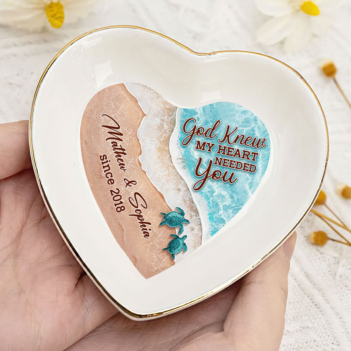 God Knew My Heart Needed You | Personalized Heart Shaped Jewelry Dish