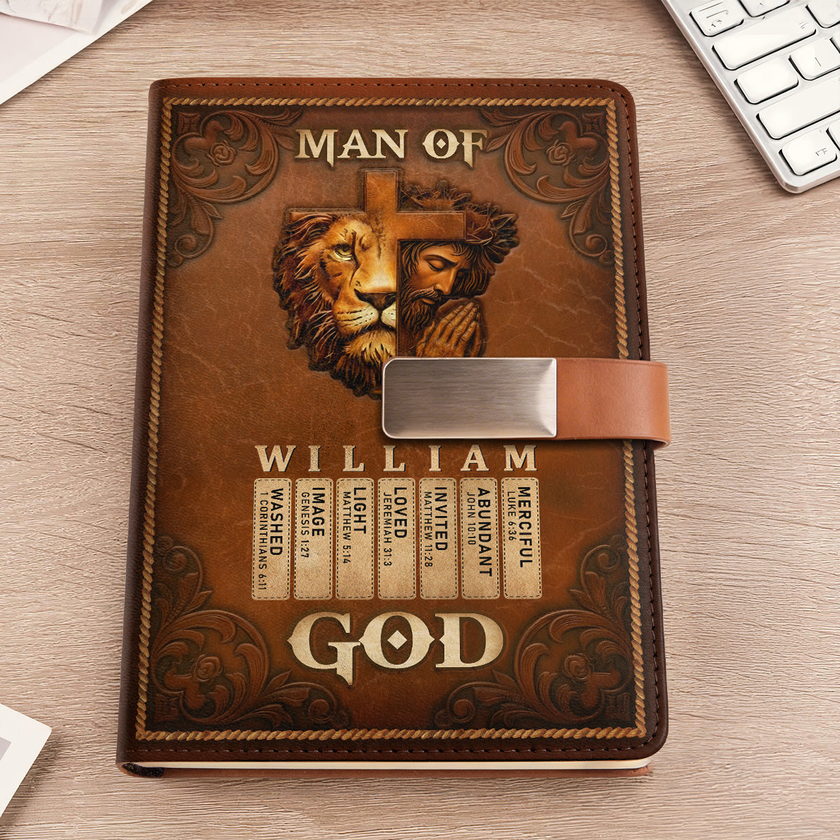 Man Of God | Personalized Leather Notebook & Pen Set