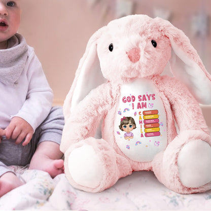 God Says I Am | Personalized Stuffed Bunny