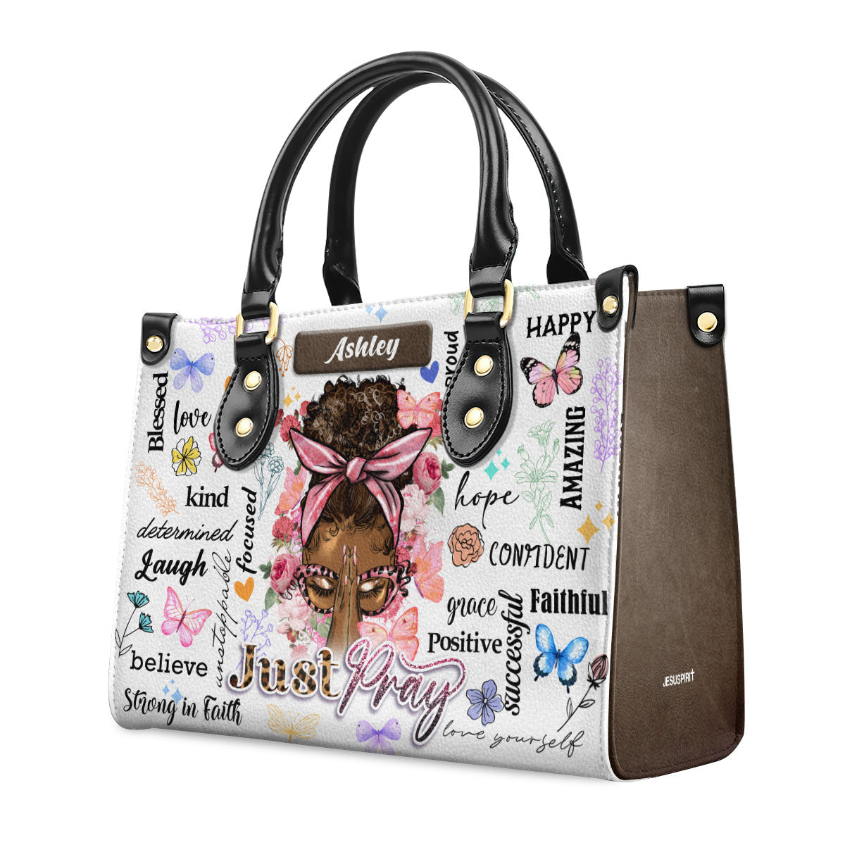 Just Pray | Personalized Leather Handbag JSLHBHLHA1366M