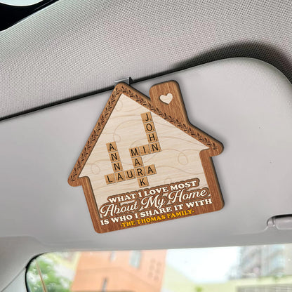 What I Love Most About My Home Is Who I Share It | Personalized Car Visor Clip