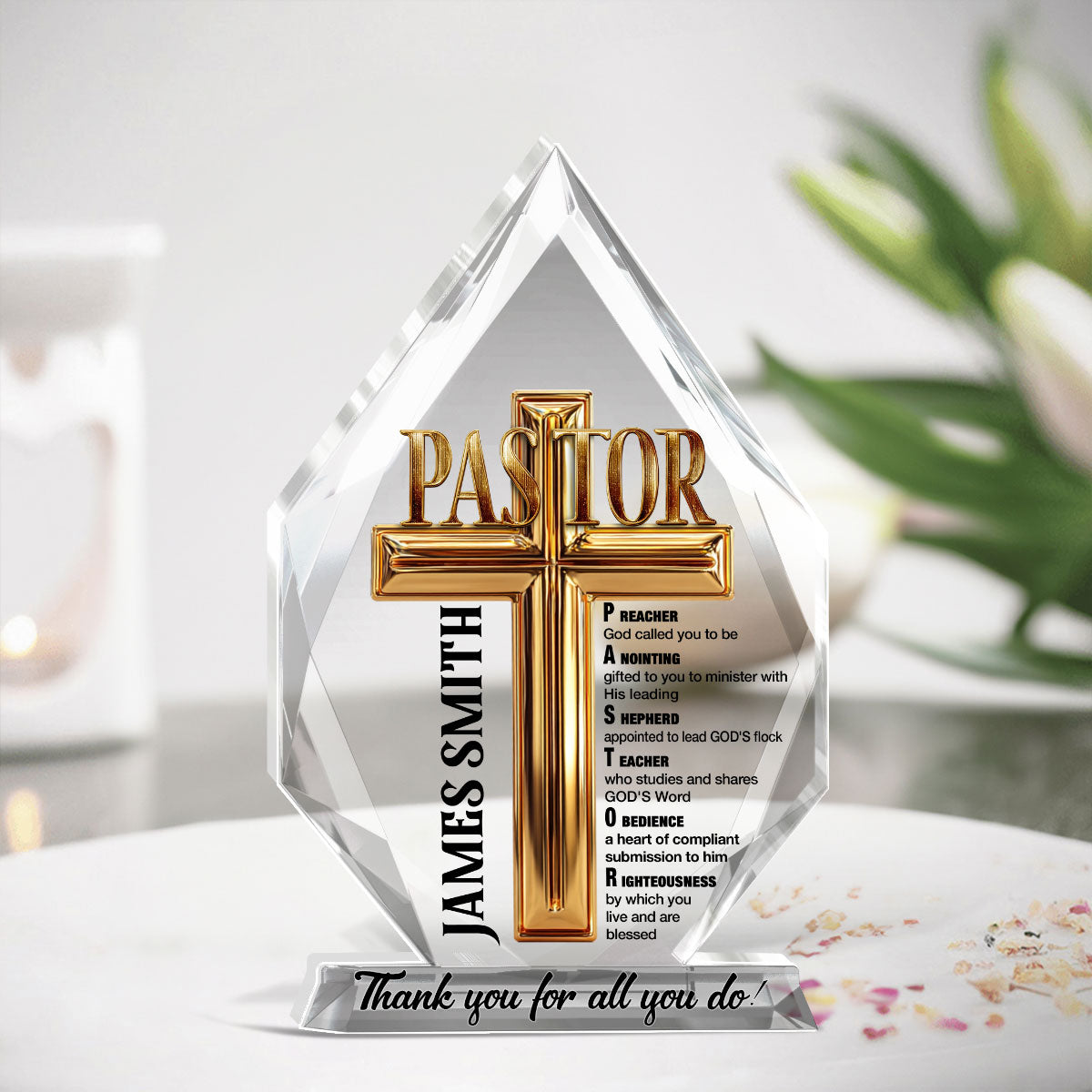 To My Pastor | Personalized Custom Shaped Squared Acrylic Plaque
